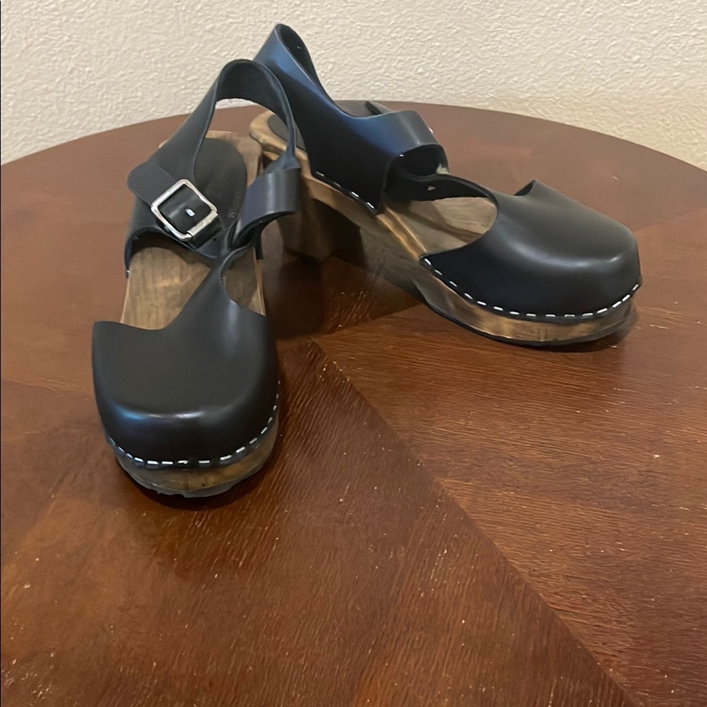 Lotta From Stockholm Black Leather Clogs